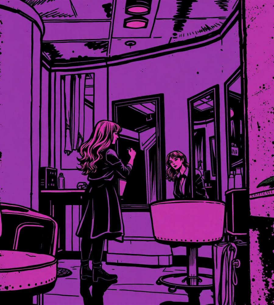 Stylist and client in a premium salon interior